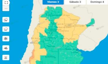 Lanzaron alertas naranja y amarilla por nevadas y vientos fuertes en 17 provincias