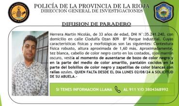 Se busca el paradero de Martin Herrera