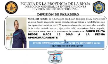 La Policía de La Rioja difunde la búsqueda de José Ramón Nieto