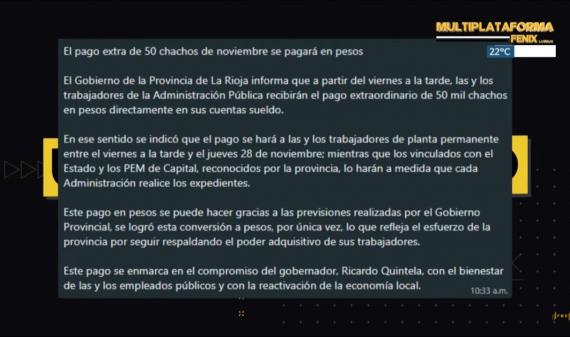 ULTIMO MOMENTO – Pagarán en efectivo por única vez el bono de 50 mil Chachos