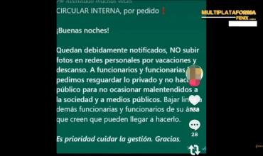 Por temor a protestas sociales, el gobierno provincial pidió a sus funcionarios que no difundan fotos de sus vacaciones