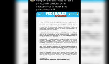 Polémica en el PJ:  Quintela rechaza la intervención en los distritos de Salta y Misiones