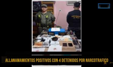 4 detenidos, cocaína, marihuana, plantas de cannabis y dinero en efectivo fue el resultado de los allanamientos en los barrios 10 de Junio y San Vicente