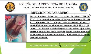 La Rioja: Buscan a una joven de 32 años