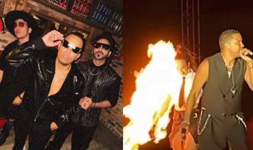 Susto en un show de Los Ilegales: casi se prende fuego una bailarina