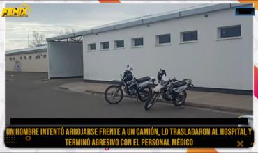 Un hombre intentó arrojarse frente a un camión y se puso agresivo con personal médico