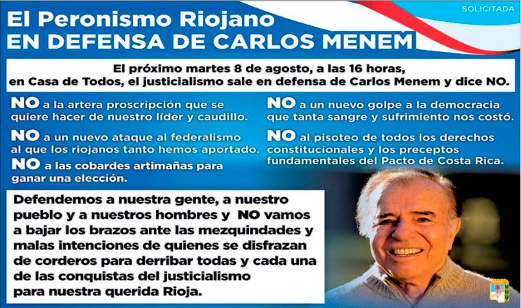 Carlos Menem, afuera de las PASO — Efecto De Vido