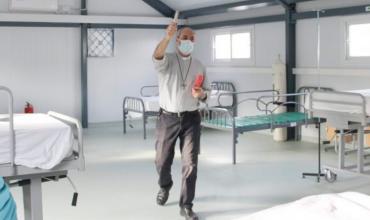 El obispo Dante Braida  dejó su bendición en el nuevo hospital de campaña del Hospital Virgen de Fátima.