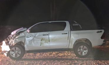 Fuerte accidente entre una camioneta y dos animales vacunos en Ruta 40