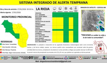 Alerta amarilla por tormentas fuertes en varios departamentos de la provincia
