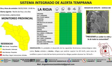 Nueva  alerta amarilla por lluvias y vientos en toda la provincia 