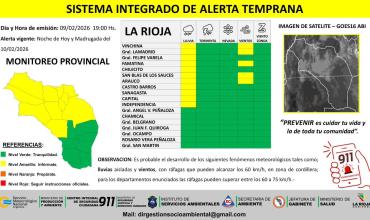 Alerta amarilla por lluvias y vientos en distintos puntos de la provincia