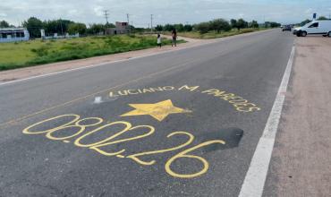 Pintaron una estrella amarilla en memoria de Luciano Paredes en Ruta 38