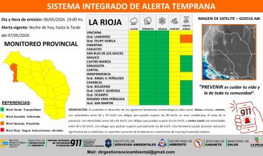 Emiten alerta preventiva por lluvias aisladas y vientos para toda la provincia