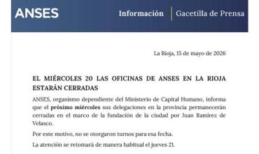 Por el aniversario de la fundación de La Rioja, Anses no atenderá y PAMI funcionará con normalidad