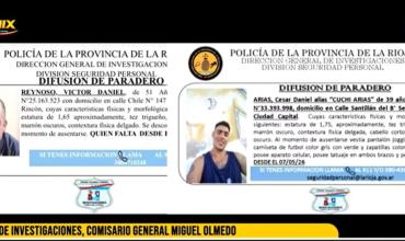 La Policía intensifica la búsqueda de dos hombres desaparecidos en La Rioja