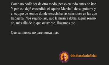 La familia del Indio Solari dejó un emotivo mensaje al finalizar el velorio: "Que no pare nunca más"