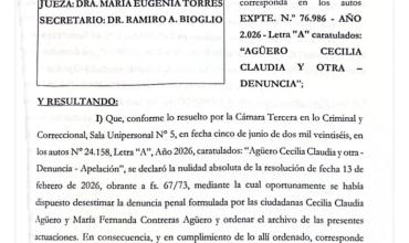 LA JUSTICIA ARCHIVÓ LA DENUNCIA DE CECILIA AGÜERO CONTRA EL FISCAL GENERAL JAVIER VALLEJOS: 