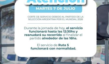 Por el Mundial 2026, Rioja Bus suspenderá el servicio durante el partido de Argentina
