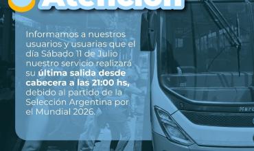 Sábado con servicio reducido: Rioja Bus finalizará sus recorridos a las 21 por el partido de la Selección Argentina