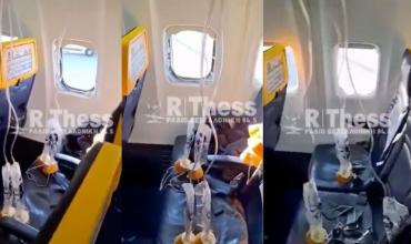 Terror en un vuelo de Ryanair Grecia-Alemania: una ventanilla se rompe en el aire y succiona parcialmente a uno de los pasajeros hacia el exterior