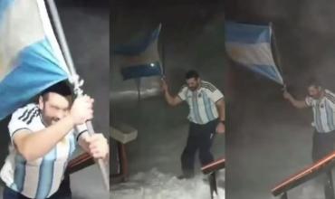 Eufórico festejo en la base antártica Esperanza: salió en camiseta con ráfagas, nieve y sensación térmica de -30 grados