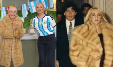 Claudia Villafañe volvió a lucir el icónico tapado de piel de su foto viral con Maradona: “Yo lo modernicé”