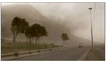 Alerta por fuertes ráfagas de viento Zonda en la Ruta Nacional 74