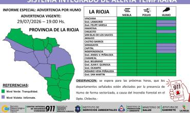 Alerta preventiva en La Rioja: advierten por niebla y humo en Capital y otras seis localidades