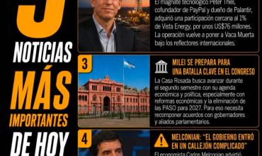 Las 5 noticias más importantes de Hoy. Lunes 17/8/2026
