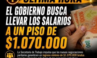 EL GOBIERNO BUSCA LLEVAR LOS SALARIOS A UN PISO DE $1.070.000