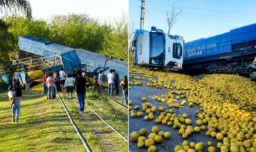 Tucumán: un tren de cargas chocó a un camión que transportaba limones y descarriló
