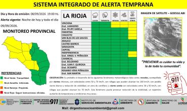 Difunden alerta amarilla por nevadas, vientos y viento zonda