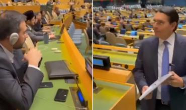 Un funcionario israelí quiso hacerle un polémico “regalo” a la delegación iraní y generó tensión en la Asamblea General de la ONU