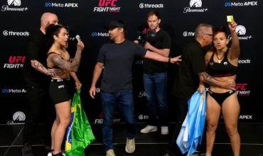 Polémica provocación de la brasileña Dumont a la argentina Ailín Pérez antes de la pelea estelar por UFC: le tiró preservativos y dólares