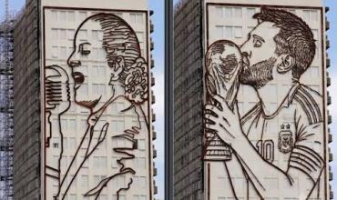 Cómo es el proyecto de García Moritán para reemplazar la imagen de Evita por la de Messi en el edificio de Capital Humano