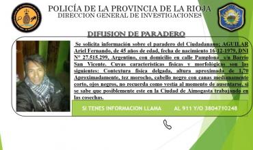 Buscan a un hombre desaparecido en La Rioja: piden colaboración para dar con su paradero 