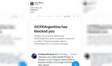 La intempestiva decisión de Cristina Kirchner: bloqueó a Javier Milei en X y el Presidente reaccionó con burla