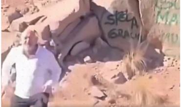 “No son bienvenidos”: la Justicia de Mendoza busca a los turistas que pintaron una roca con aerosol y la multa que deberán pagar