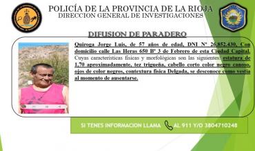 Buscan a un hombre desaparecido en la Capital riojana