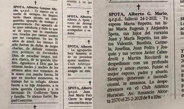 Murió un ex presidente del Club Huracán y su mujer y su amante se cruzaron en los avisos fúnebres