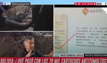 Bolivia mostró el material bélico que envió el gobierno de Macri para apoyar el golpe de Estado