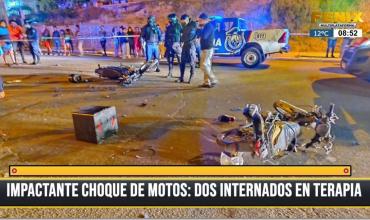 Motociclistas que protagonizaron un fuerte accidente están internados en terapia intensiva