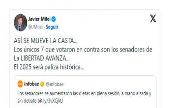 “Así se mueve la casta”, la dura reacción de Javier Milei tras el fuerte aumento de las dietas de los senadores