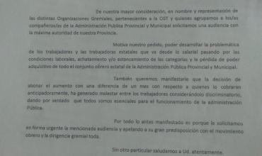 La CGT Distrito La Rioja pide audiencia con el gobernador por los aumentos salariales discriminatorios