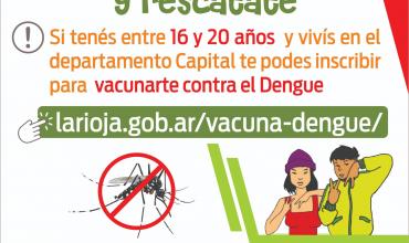 Chicos y chicas de 16 a 21 años ya pueden inscribirse para vacunarse contra el dengue
