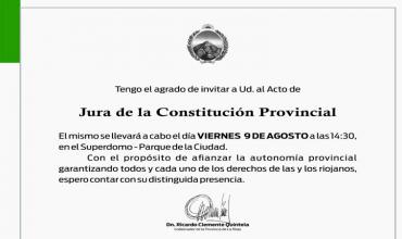 El próximo 9 de agosto, Quintela, jurará la nueva Constitución de La Rioja