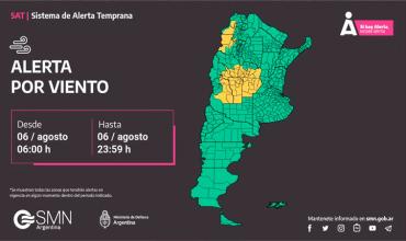 SMN: Alerta por vientos fuertes para La Rioja y 7 provincias