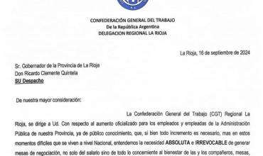 La CGT La Rioja le reclama al gobierno provincial una mesa de diálogo salarial: “Presentamos reiteradas notas, sin tener respuestas”