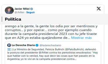 Javier Milei volvió a embestir contra la prensa y el periodismo: “La gente les picó el boleto y los odia“